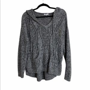 Maurices Gray Open Knit V-Neck Sweater Small